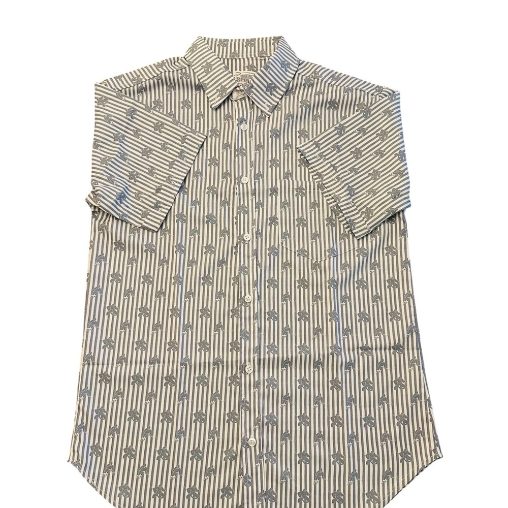 Chalktalk Sports Hockey Short Sleeve Stretch Collared Button Shirt Men’s M NWOT - Picture 2 of 11